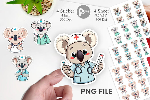Nurse Koala Sticker Vol 2 Sublimation artnoy 