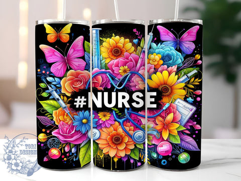 Nurse Life 20oz Skinny Tumbler, Nurse Tumbler Png, Straight & Tapered Tumbler Wrap, Instant Digital Download Sublimation ToriDesigns 