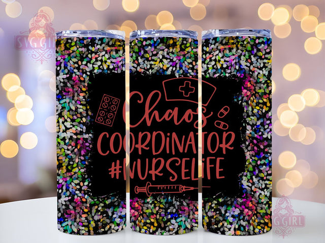 Nurse Life 20oz Skinny Tumbler Sublimation Design, Chaos Coordinator Nurse Life Tumbler Design, Straight Tapered Tumbler Wrap, Tumbler Png, Instant Digital Download Sublimation SvggirlplusArt 