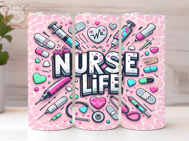 Nurse Life 20oz Tumbler Png, Straight & Tapered Tumbler Png, Nurse Tumbler Png, Digital Download PNG Sublimation Lara' s Designs 