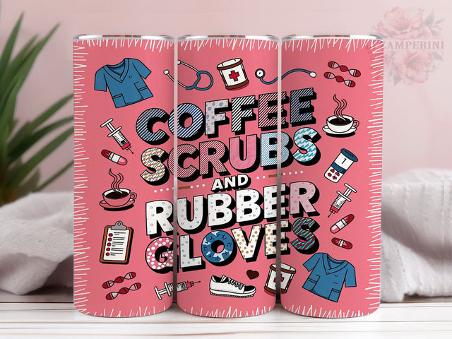 Nurse Life 20oz Tumbler Wrap PNG, Coffee Scrubs Rubber Gloves Tumbler Png, Straight & Tapered Tumbler Wrap, Instant Digital Download Sublimation Li Zamperini 