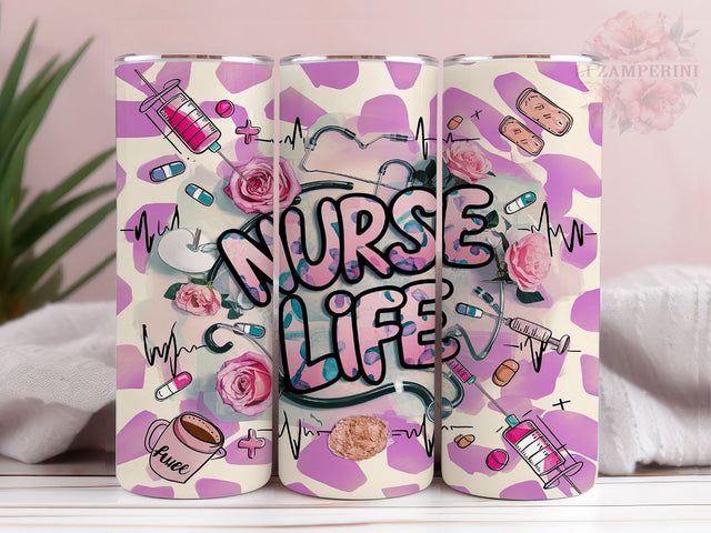 Nurse Life 20oz Tumbler Wrap PNG, Nurse Tumbler Png, Straight & Tapered Tumbler Wrap, Instant Digital Download Sublimation Li Zamperini 
