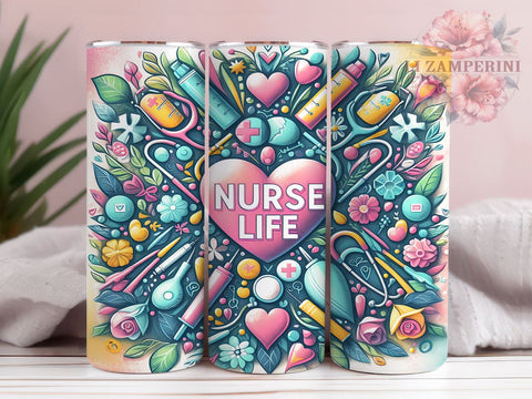 Nurse Life 20oz Tumbler Wrap PNG, Nurse Tumbler Png, Straight & Tapered Tumbler Wrap, Instant Digital Download Sublimation Li Zamperini 