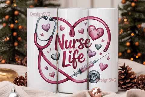 Nurse Life 20oz Tumbler Wrap Sublimation DesignSVG 