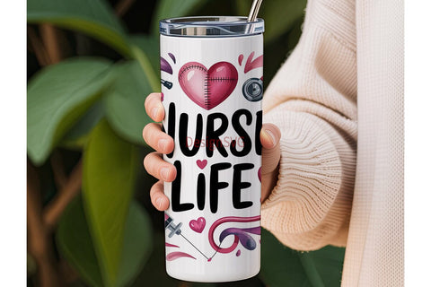Nurse Life 20oz Tumbler Wrap Sublimation DesignSVG 