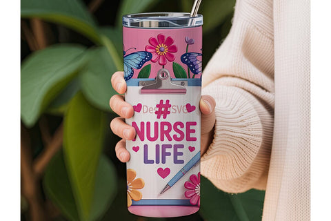 Nurse Life 20oz Tumbler Wrap Sublimation DesignSVG 