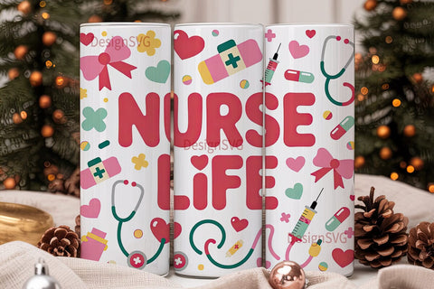 Nurse Life 20oz Tumbler Wrap Sublimation DesignSVG 