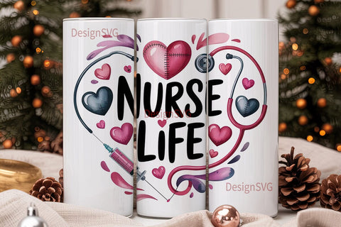 Nurse Life 20oz Tumbler Wrap Sublimation DesignSVG 