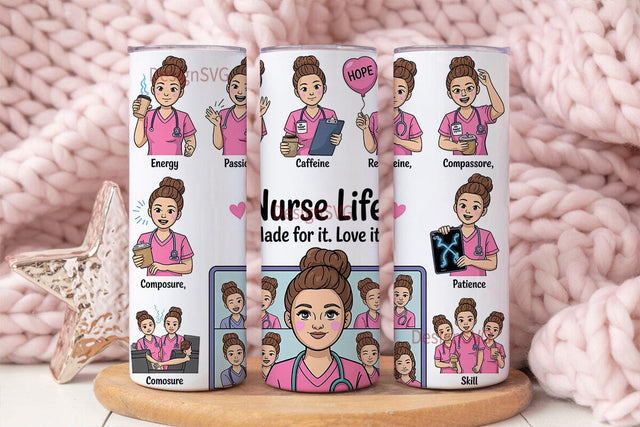 Nurse Life 20oz Tumbler Wrap Sublimation DesignSVG 