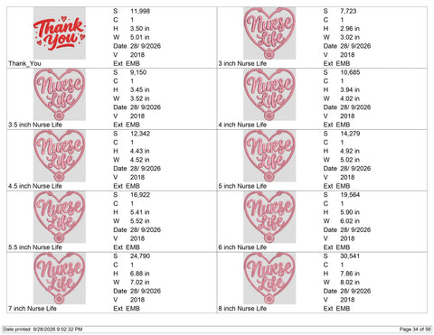 Nurse Life Embroidery Design – Stethoscope Heart Nurse Machine Embroidery File, Nursing Medical Healthcare Design Embroidery/Applique DESIGNS PatternFeed8 