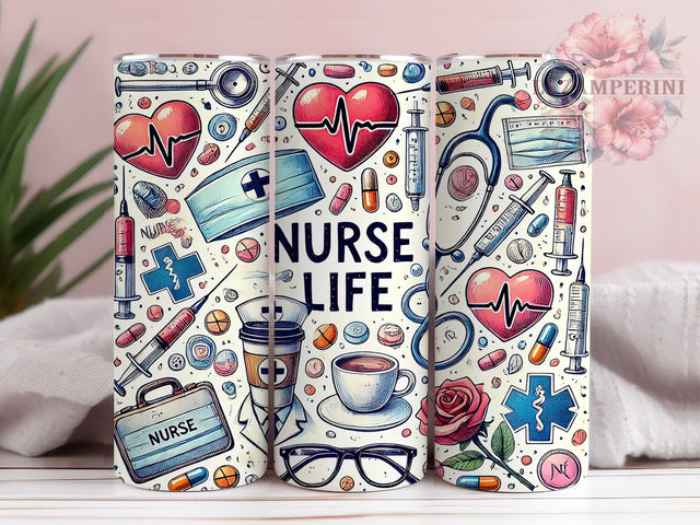 Nurse Life Medical Tumbler Wrap, Nurse Tumbler, Nurse Life Design, 20oz Wrap, Sublimation Design, Medical Drinkware, Healthcare Gift, Nurse Appreciation Cup Sublimation Li Zamperini 