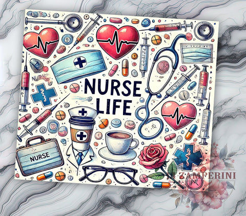 Nurse Life Medical Tumbler Wrap, Nurse Tumbler, Nurse Life Design, 20oz Wrap, Sublimation Design, Medical Drinkware, Healthcare Gift, Nurse Appreciation Cup Sublimation Li Zamperini 