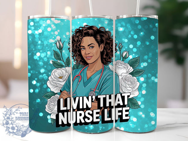 Nurse Life Medical Worker Tumbler, Medical Worker Wrap, 20Oz Skinny Tumbler, Healthcare Sublimation Design, Nurse Appreciation Gift, Stethoscope Tumbler Wrap, Hospital Worker Design Sublimation ToriDesigns 
