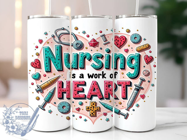 Nurse Life Tumbler, Nursing Heart Wrap, 20oz Sublimation Design, Healthcare Worker Cup, RN Tumbler Wrap, CNA Gift, Nursing Appreciation Mug Sublimation ToriDesigns 