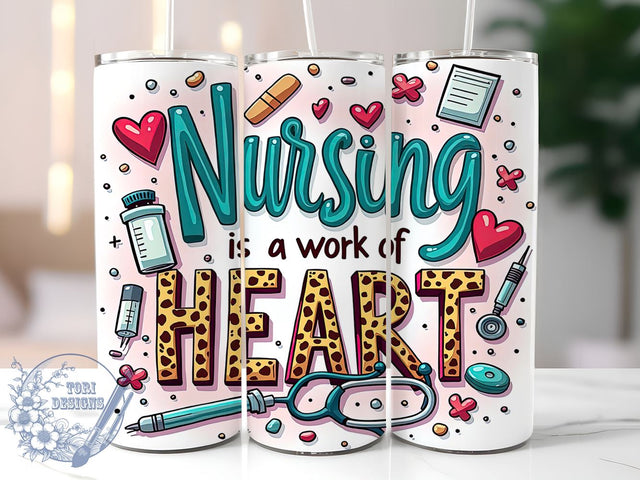 Nurse Life Tumbler, Nursing Heart Wrap, 20oz Sublimation Design, Healthcare Worker Cup, RN Tumbler Wrap, CNA Gift, Nursing Appreciation Mug Sublimation ToriDesigns 
