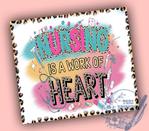 Nurse Life Tumbler, Nursing Heart Wrap, 20oz Sublimation Design, Healthcare Worker Cup, RN Tumbler Wrap, CNA Gift, Nursing Appreciation Mug Sublimation ToriDesigns 