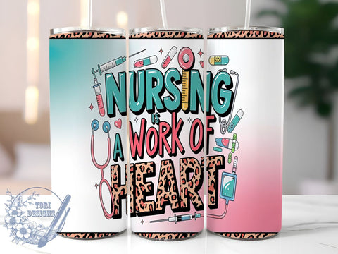 Nurse Life Tumbler, Nursing Heart Wrap, 20oz Sublimation Design, Healthcare Worker Cup, RN Tumbler Wrap, CNA Gift, Nursing Appreciation Mug Sublimation ToriDesigns 
