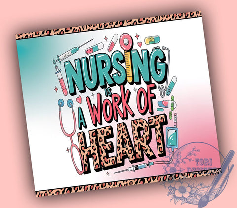 Nurse Life Tumbler, Nursing Heart Wrap, 20oz Sublimation Design, Healthcare Worker Cup, RN Tumbler Wrap, CNA Gift, Nursing Appreciation Mug Sublimation ToriDesigns 
