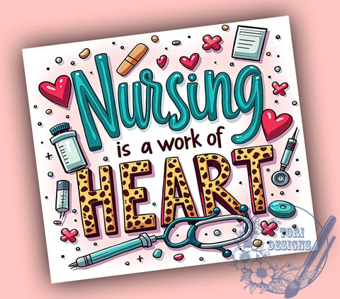 Nurse Life Tumbler, Nursing Heart Wrap, 20oz Sublimation Design, Healthcare Worker Cup, RN Tumbler Wrap, CNA Gift, Nursing Appreciation Mug Sublimation ToriDesigns 