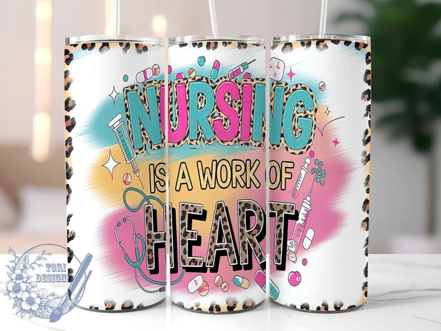 Nurse Life Tumbler, Nursing Heart Wrap, 20oz Sublimation Design, Healthcare Worker Cup, RN Tumbler Wrap, CNA Gift, Nursing Appreciation Mug Sublimation ToriDesigns 