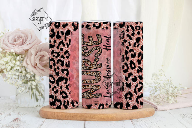 Nurse, Love, Inspire, Heal 20 oz Skinny Tumbler Sublimation Design Digital Download PNG Instan, Straight Nurse tumbler wrap. Sublimation sassyprint 