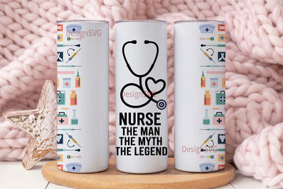 Nurse Man Myth Legend Tumbler Wrap Sublimation DesignSVG 