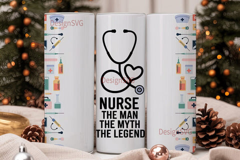 Nurse Man Myth Legend Tumbler Wrap Sublimation DesignSVG 