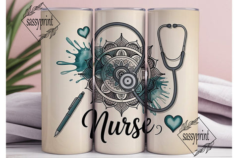 Nurse Mandala 20oz Tumbler Wrap Sublimation sassyprint 