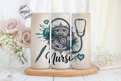 Nurse Mandala 20oz Tumbler Wrap Sublimation sassyprint 