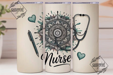 Nurse Mandala 20oz Tumbler Wrap Sublimation sassyprint 