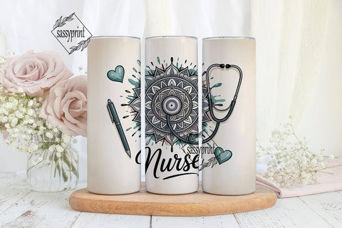 Nurse Mandala 20oz Tumbler Wrap Sublimation sassyprint 