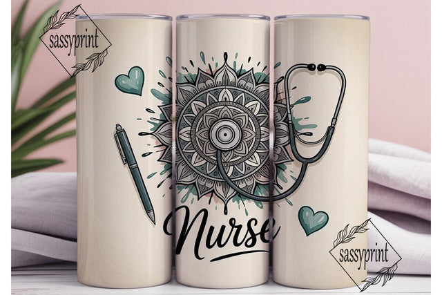 Nurse Mandala 20oz Tumbler Wrap Sublimation sassyprint 