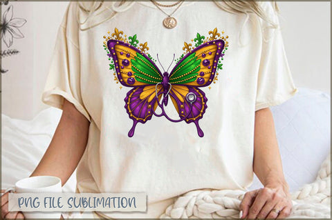 Nurse Mardi Gras Coquette Bow PNG Sublimation Shetara Begum 