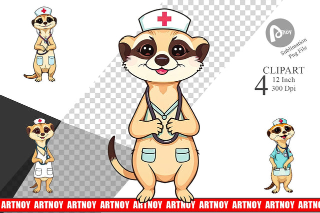 Nurse Meerkat Clipart Sublimation artnoy 