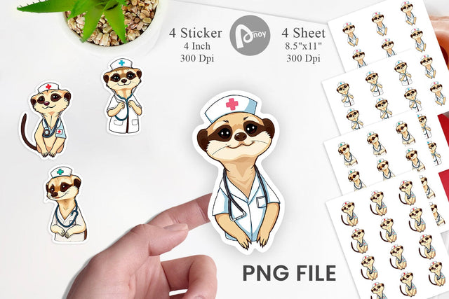 Nurse Meerkat Sticker Vol 2 Sublimation artnoy 