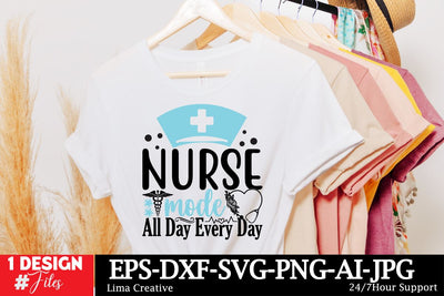 Nurse Mode All Day Every Day SVG Cut File, Nurse Sublimation, Nurse T-shirt Design ,Nurse SVG Clip Art , Nurse Sublimation quotes , Nurse Retro T-shirt Design SVG Insomnia Std 