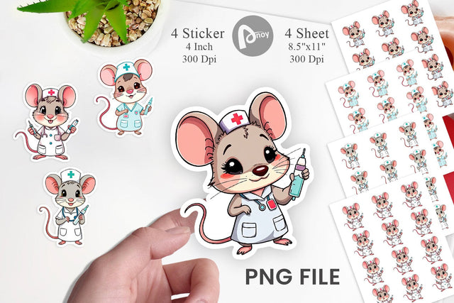Nurse Mouse Sticker Vol 2 Sublimation artnoy 