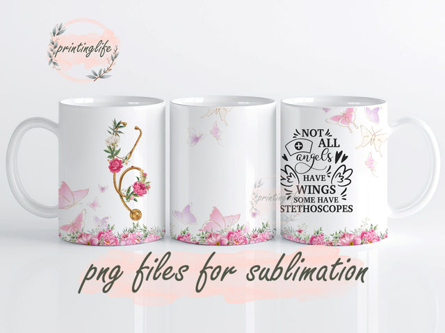 Nurse Mug Wrap Design, Instant Digital Design Download Mug Wrap Design, Mug Design PNG Sublimation PrintingLife 