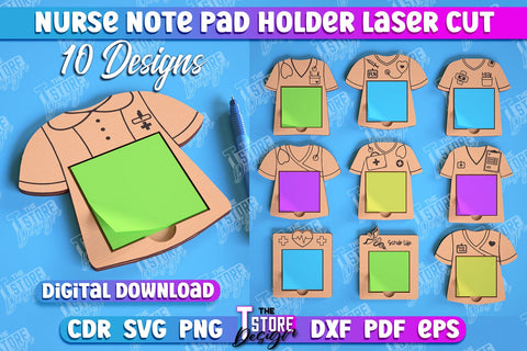 Nurse Note Pad Holder Bundle | Hospital | Notes | Sticky Note Holder | Medical Uniform | CNC File SVG The T Store Design 
