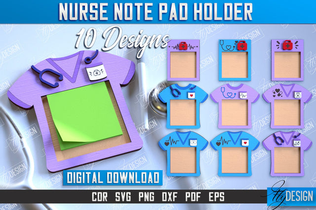 Nurse Note Pad Holder For Sticky Laser Cut Bundle,Doctor SVG, Personalized Nurse Note Pad Holder, Hospital SVG Fly Design 