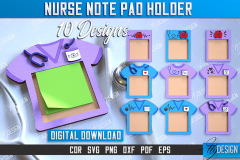 Nurse Note Pad Holder For Sticky Laser Cut Bundle,Doctor SVG, Personalized Nurse Note Pad Holder, Hospital SVG Fly Design 