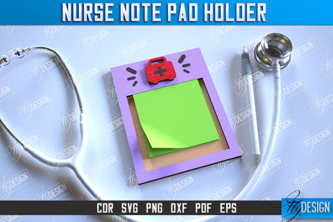 Nurse Note Pad Holder For Sticky Laser Cut Bundle,Doctor SVG, Personalized Nurse Note Pad Holder, Hospital SVG Fly Design 