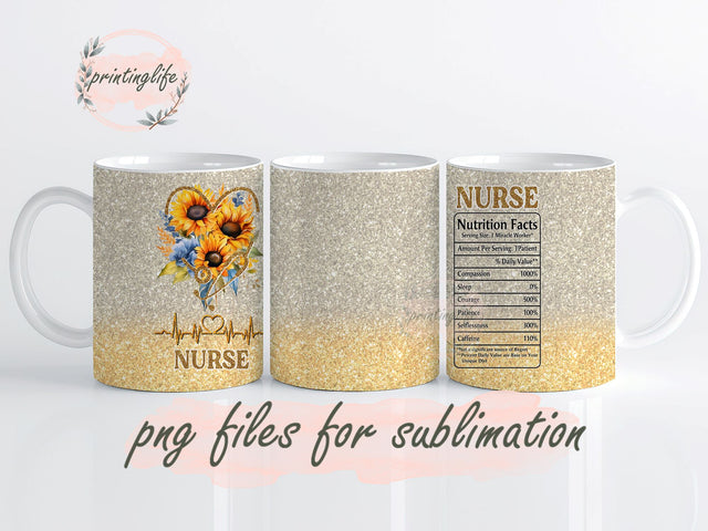 Nurse Nutrion Facts Mug Wrap Design, Instant Digital Design Download Mug Wrap Design, Mug Design PNG Sublimation PrintingLife 