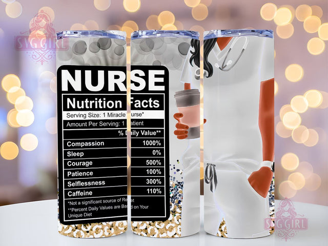 Nurse Nutrition Facts 20oz Tumbler Wrap Sublimation Design, Straight Tapered Tumbler Wrap, Nurse Life Tumbler Png, Instant Digital Download Sublimation SvggirlplusArt 