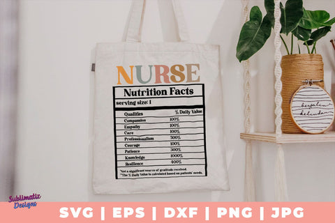 Nurse Nutrition Facts | Nurse's Day Sublimation Design | Nurse Design for Laser Cut SVG Sublimatiz Designs 
