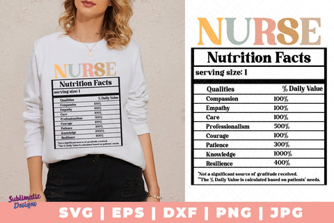Nurse Nutrition Facts | Nurse's Day Sublimation Design | Nurse Design for Laser Cut SVG Sublimatiz Designs 