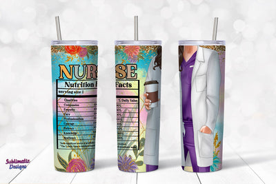 Nurse Nutrition Facts Tumbler Wrap Design Purple | Nurse's Day Tumbler Wrap Sublimation Design Sublimation Sublimatiz Designs 