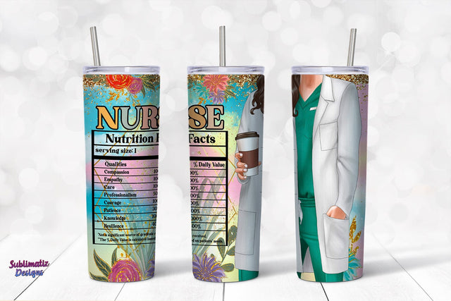 Nurse Nutrition Facts Tumbler Wrap Green | Nurse's Day Tumbler Wrap Sublimation Design Sublimation Sublimatiz Designs 