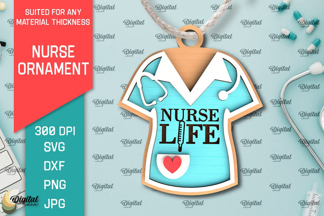 Nurse Ornament Laser Cut. Nurse Wooden Ornament SVG SVG Evgenyia Guschina 