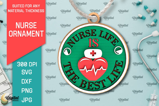 Nurse Ornament Laser Cut. Nurse Wooden Ornament SVG SVG Evgenyia Guschina 